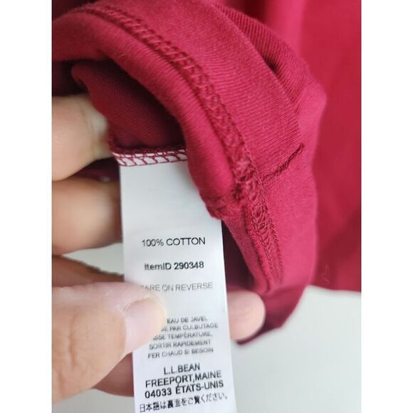 L.L.Bean Women Red Shawl Collar Polo 100% Cotton Long Sleeve Blouse size Large - Picture 6 of 6